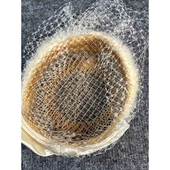 Valerie Modes 40s 50s Vintage Veil White Hat Church Lady Costume Fur Bow - Picture 4 of 7